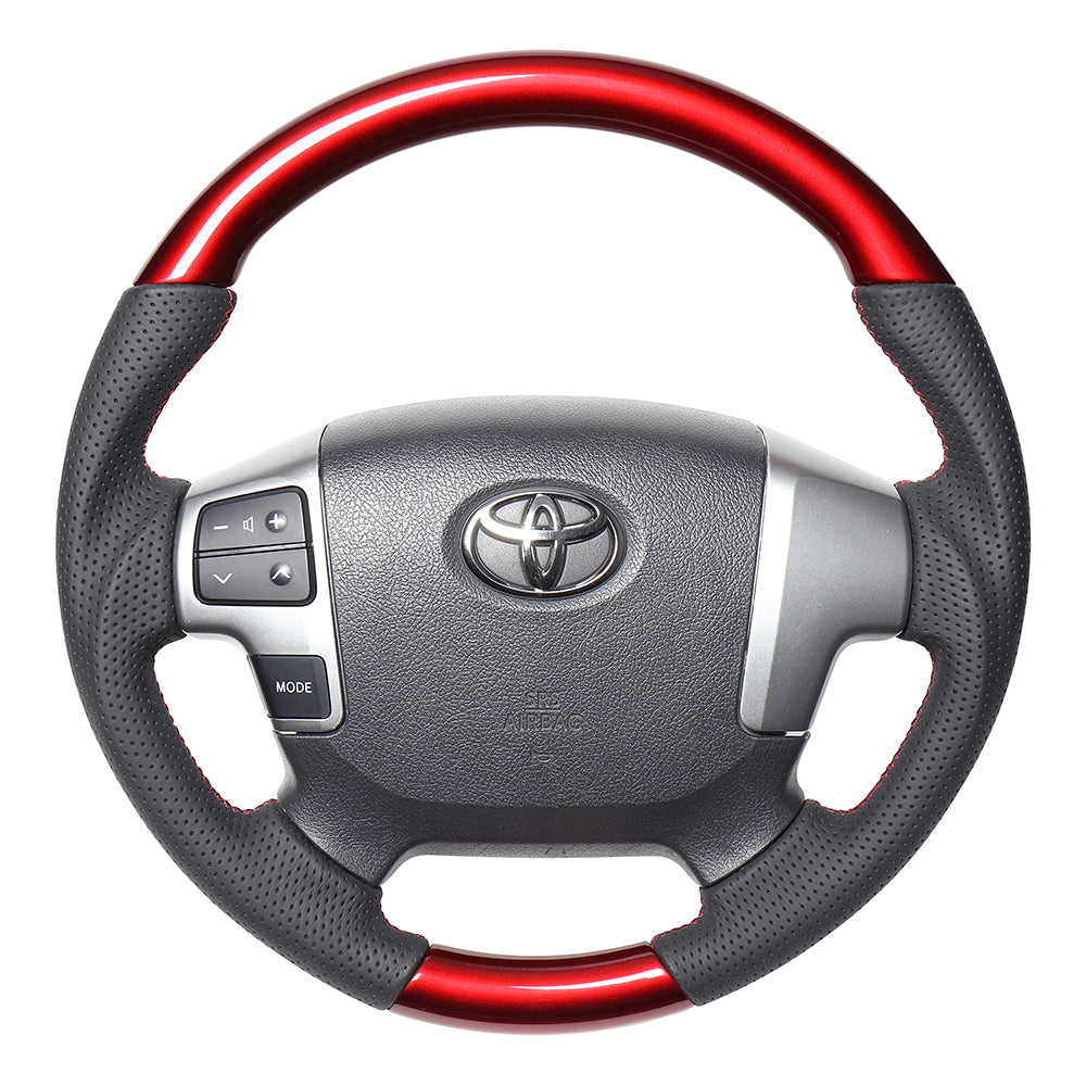 REAL ORIGINAL SERIES GUN GRIP GENUINE SAME DIAMETER ROUND SHAPE PEARL RED RED X BLACK EURO STITCH STEERING WHEEL FOR TOYOTA REGIUS ACE 200 : 4 TYPE OR KOUKI  H204-RDW-RD