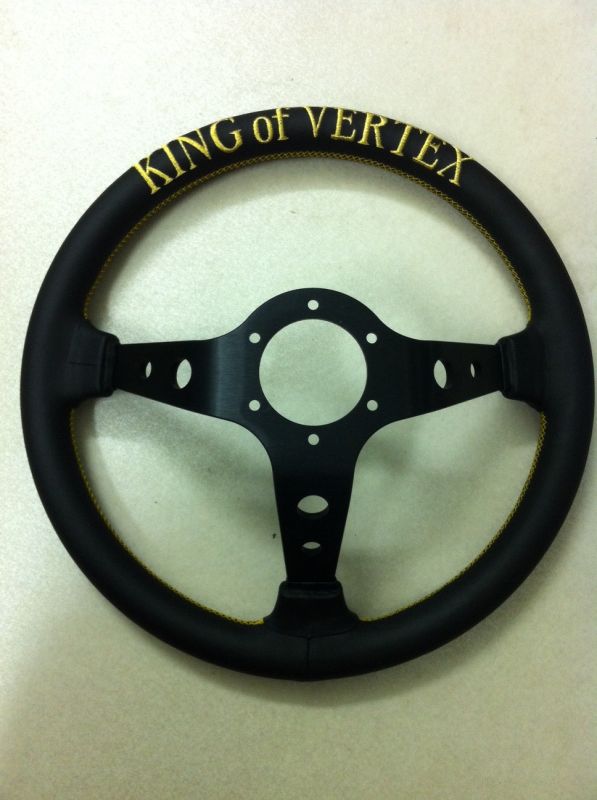 CAR MAKE T&E VERTEX STEERING WHEEL BLACK LEATHER 90DEEP [KING OF VERTEX] WEB SHOP FULLY LIMITED PRODUCT 35Φ FOR  CARMAKETE-03034