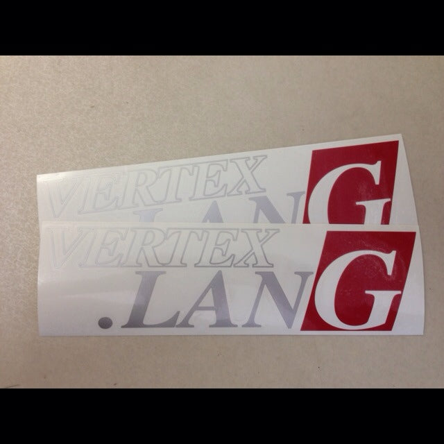 CAR MAKE T&E VERTEX LANG CUTOUT STICKER (W240MM H65MM) SILVER & RED FOR  CARMAKETE-02845