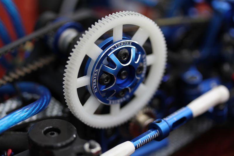 CAR MAKE T&E [VERTEX-RC] SPUR HOLDER STOPPER SET DRB DIB BLUE VT-012 FOR  CARMAKETE-02029