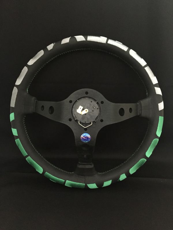 CAR MAKE T&E VERTEX STEERING WHEEL "VERTEX 1996 GREEN" 90MMDEEP 35Φ FOR  CARMAKETE-02009