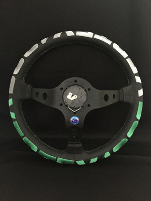 CAR MAKE T&E VERTEX STEERING WHEEL "VERTEX 1996 GREEN" 90MMDEEP 35Φ FOR  CARMAKETE-02009