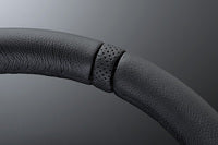 MOMO FORTUNE FULL SPEED 328D 90 BLACK LEATHER BLACK SPOKE BLACK TOP STEERING WHEEL MOMO-00011