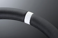 MOMO FORTUNE FULL SPEED 348D 90 BLACK LEATHER BLACK SPOKE WHITE TOP STEERING WHEEL MOMO-00016