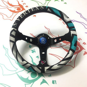 CAR MAKE T&E VERTEX STEERING WHEEL "VERTEX LINE LABYRINTH" 90MMDEEP 33Φ FOR  CARMAKETE-01224