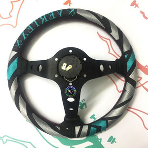 CAR MAKE T&E VERTEX STEERING WHEEL "VERTEX LINE LABYRINTH" 90MMDEEP 33Φ FOR  CARMAKETE-01224