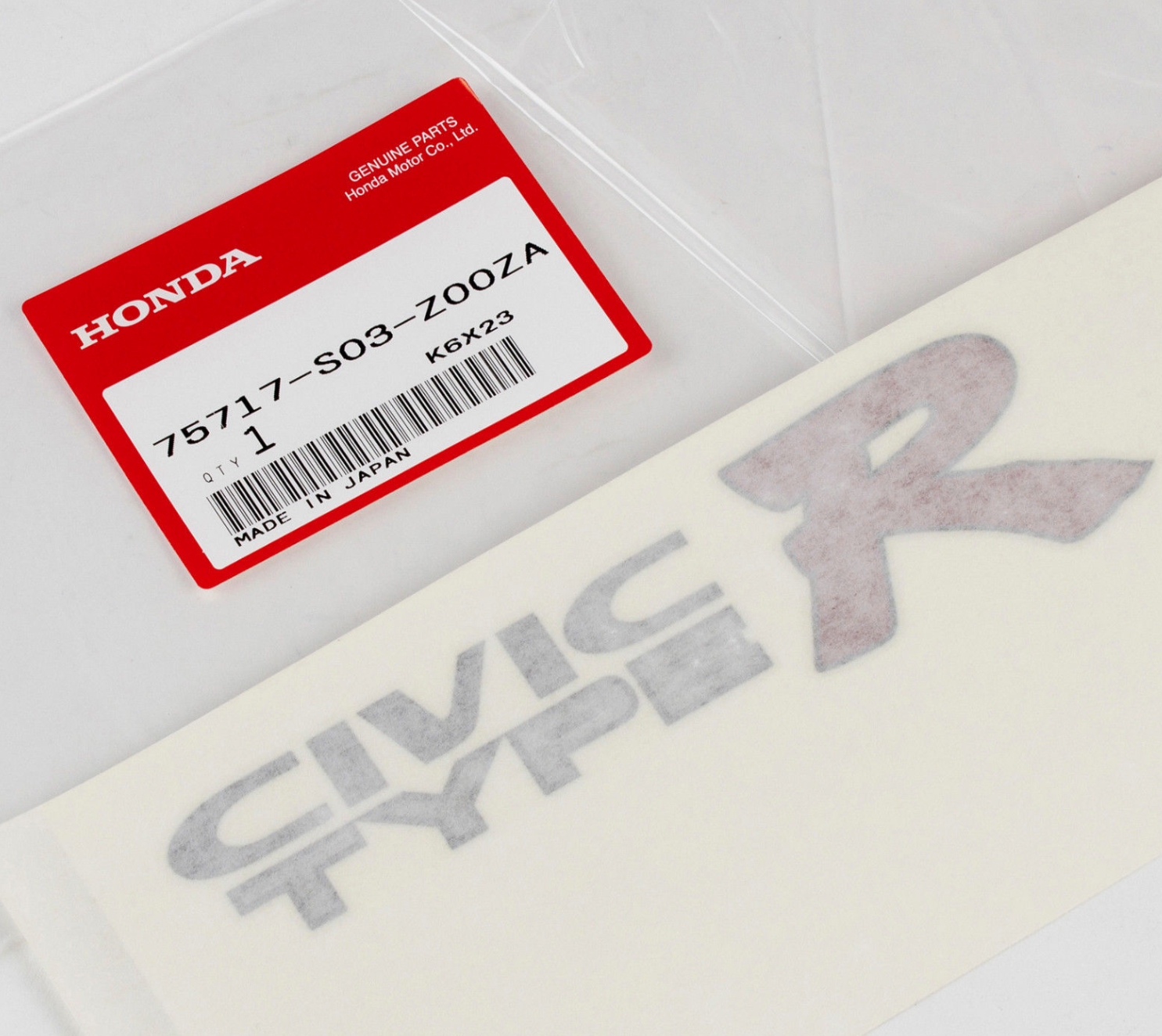 Genuine Honda Civic Type R Rear Sticker for Civic Type R FD2 EK9 75717-S03-Z00ZA