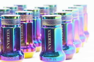 CAR MAKE T&E [AURORA KNURLING] VERTEX CHROMORY RACING NUT M12 X P1.5 16 PCS SET FOR  CARMAKETE-02127