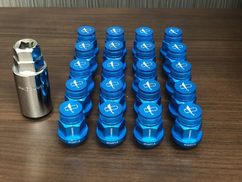 CAR MAKE T&E VERTEX ALUMINUM RACING NUT 35MM VERTEX ALUMINUM RACING NUT 35MM M12 X P1.25 BLUE FOR  CARMAKETE-02114