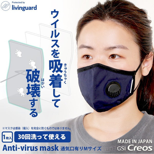 CAR MAKE T&E [ANTI-VIRUS MASK (VENT TYPE)] ADSORBS AND DESTROYS VIRUSES (WASHABLE AND REUSABLE) GSI CREOS [MADE IN JAPAN] M SIZE SINGLE ITEM GM20-82415 FOR  CARMAKETE-00170