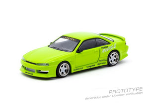 CAR MAKE T&E 1:64 VERTEX RIDGE S14 SILVIA LIGHT GREEN TARMAC WORKS DIECAST T64G-TL018-LG FOR  CARMAKETE-03019
