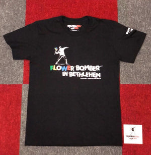 CAR MAKE T&E BRANDALISED X VERTEX FLOWER BOMBER TEE (MAN THROWING FLOWERS: BANKSY GRAFFITI ART) XL (WIDTH: 56CM LENGTH: 78.7CM) BANKSY-01 FOR  CARMAKETE-00125