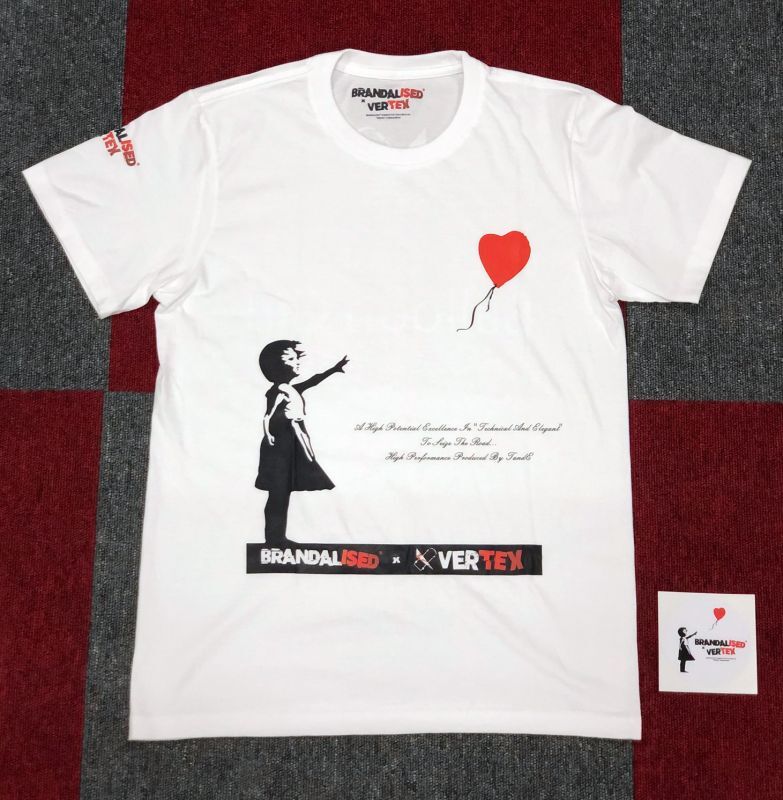 CAR MAKE T&E BRANDALISED X VERTEX BALLOON GIRL TEE (BALLOON AND GIRL: BANKSY GRAFFITI ART) XL (WIDTH: 56CM LENGTH: 78.7CM) BANKSY-02 FOR  CARMAKETE-00135