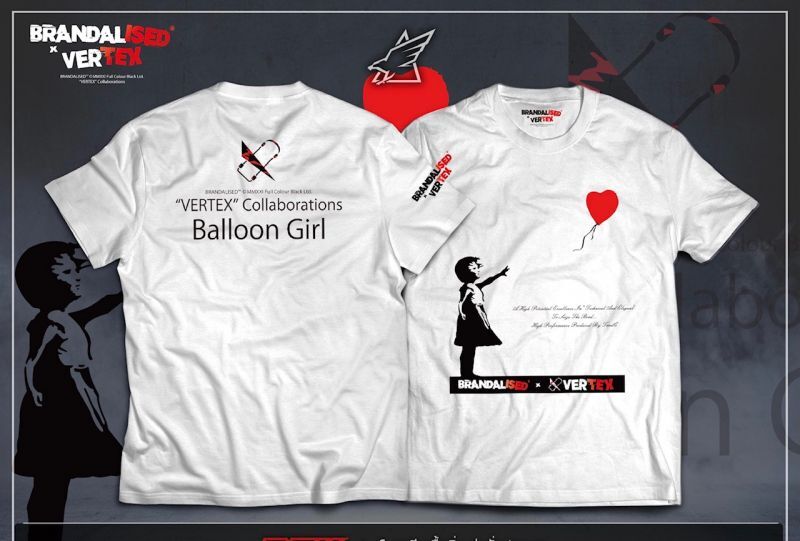 CAR MAKE T&E BRANDALISED X VERTEX BALLOON GIRL TEE (BALLOON AND GIRL: BANKSY GRAFFITI ART) L (WIDTH: 50.8CM LENGTH: 72.4CM) BANKSY-02 FOR  CARMAKETE-00134