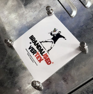 CAR MAKE T&E BRANDALISED X VERTEX FLOWER BOMBER TEE (MAN THROWING FLOWERS: BANKSY GRAFFITI ART) 2XL (WIDTH: 60.9CM LENGTH: 81.3CM) BANKSY-01 FOR  CARMAKETE-00126