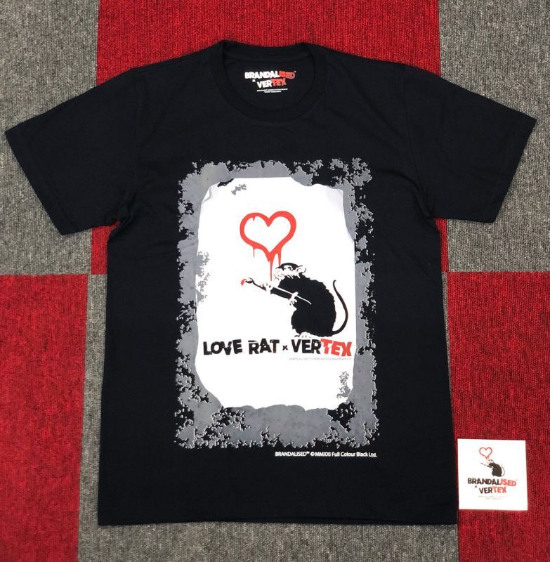 CAR MAKE T&E BRANDALISED X VERTEX LOVE RAT TEE (BANKSY GRAFFITI ART) 2XL (WIDTH: 60.9CM LENGTH: 81.3CM) BANKSY-03 FOR  CARMAKETE-00121