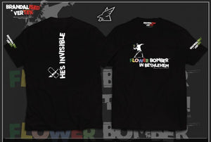 CAR MAKE T&E BRANDALISED X VERTEX FLOWER BOMBER TEE (MAN THROWING FLOWERS: BANKSY GRAFFITI ART) S (WIDTH: 40.6CM LENGTH: 64.8CM) BANKSY-01 FOR  CARMAKETE-00122