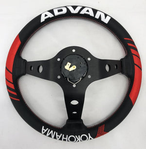 CAR MAKE T&E ADVAN X VERTEX RACING STEERING WHEEL LEATHER YOKOHAMA TIRE GENUINE LEATHER SPECIFICATION [WORLD LIMITED 200] ADVAN02 FOR  CARMAKETE-03017