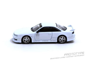 CAR MAKE T&E 1:64 VERTEX RIDGE S14 SILVIA WHITE LAMLEY SPECIAL EDITION TARMAC WORKS DIECAST T64G-TL018-WH FOR  CARMAKETE-00064