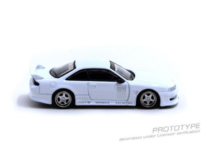 CAR MAKE T&E 1:64 VERTEX RIDGE S14 SILVIA WHITE LAMLEY SPECIAL EDITION TARMAC WORKS DIECAST T64G-TL018-WH FOR  CARMAKETE-00064