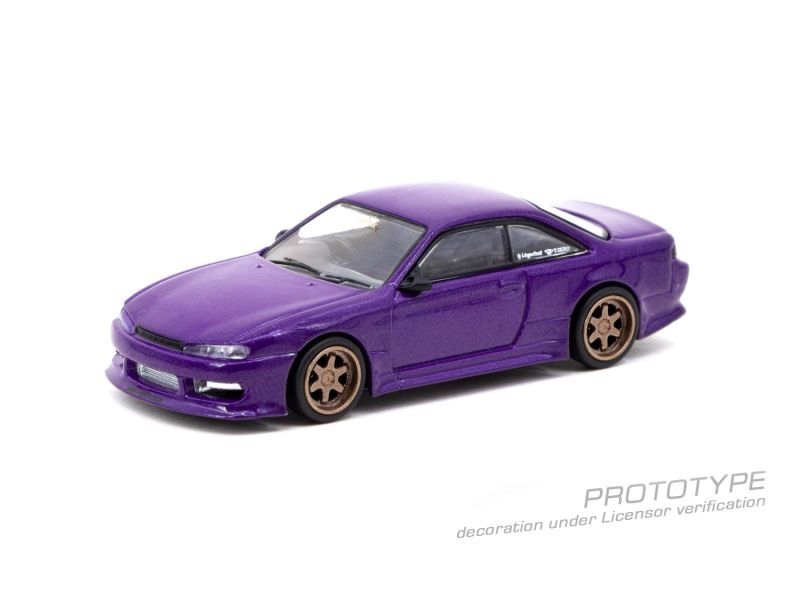 CAR MAKE T&E 1:64 VERTEX RIDGE S14 SILVIA PURPLE METALLIC TARMAC WORKS DIECAST T64G-TL018-PU FOR  CARMAKETE-00050
