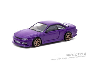 CAR MAKE T&E 1:64 VERTEX RIDGE S14 SILVIA PURPLE METALLIC TARMAC WORKS DIECAST T64G-TL018-PU FOR  CARMAKETE-00050