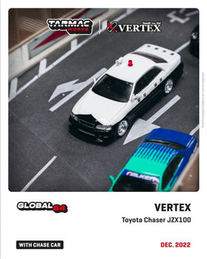 CAR MAKE T&E 1:64 VERTEX TOYOTA JZX100 CHASER BLACK WHITE TARMAC WORKS DIECAST T64G-TL007-BW FOR  CARMAKETE-00060