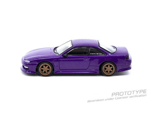 CAR MAKE T&E 1:64 VERTEX RIDGE S14 SILVIA PURPLE METALLIC TARMAC WORKS DIECAST T64G-TL018-PU FOR  CARMAKETE-00050