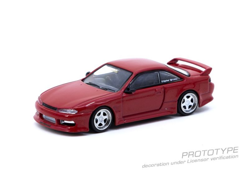 CAR MAKE T&E 1:64 VERTEX RIDGE S14 SILVIA RED METALLIC TARMAC WORKS DIECAST T64G-TL018-RE FOR  CARMAKETE-00054