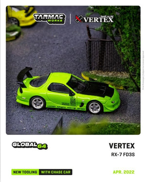 CAR MAKE T&E 1:64 VERTEX MAZDA RX-7 FD3S LIGHT GREEN TARMAC WORKS DIECAST T64G-TL022-LG FOR  CARMAKETE-00062