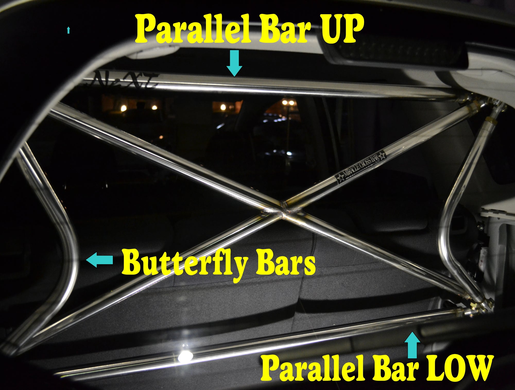 NEXT MIRACLE CROSS BAR BUTTERFLY BAR RIGHT & LEFT TITANIUM 42.7 RAINBOW FOR MAZDA RX7 FD3S NEXT-01643