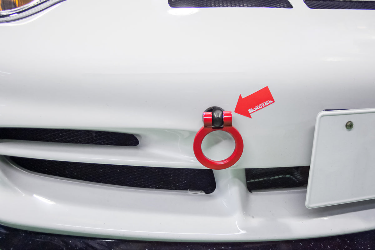 OKUYAMA FLIP-UP TOWING HOOK FRONT RED For PORSCHE 301-038-0