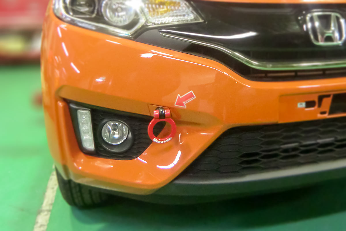 OKUYAMA FLIP-UP TOWING HOOK FRONT SILVER For HONDA FIT S660 GK5 JW5 301-045-2