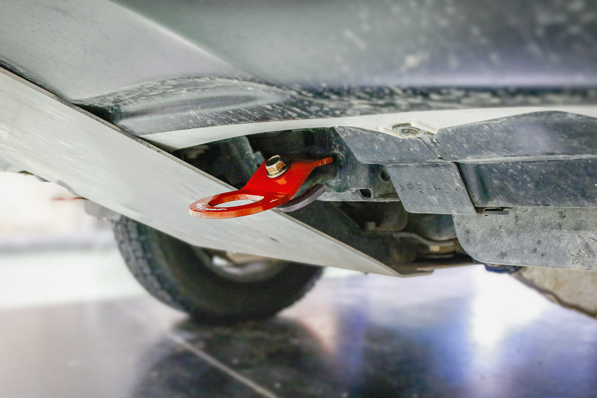 OKUYAMA FLIP-UP TOWING HOOK FRONT RED For TOYOTA HILUX GUN125 236R