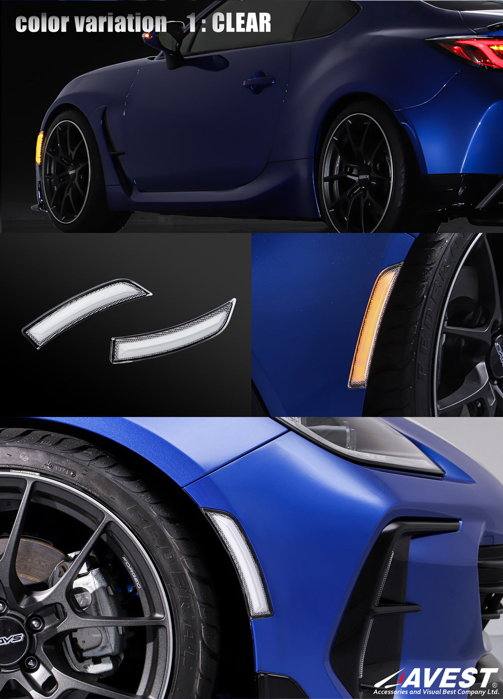 AVEST FULL LED SIDE MARKER LIGHT CLEAR FOR TOYOTA GR86 ZD8 SUBARU BRZ