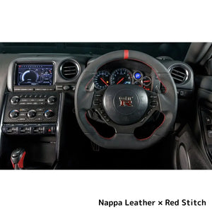 DAMD SPORTS STEERING WHEEL NAPPA LEATHER RED STITCH FOR NISSAN GT-R R35 SS357-GTR-LEATHER-RED-STITCH