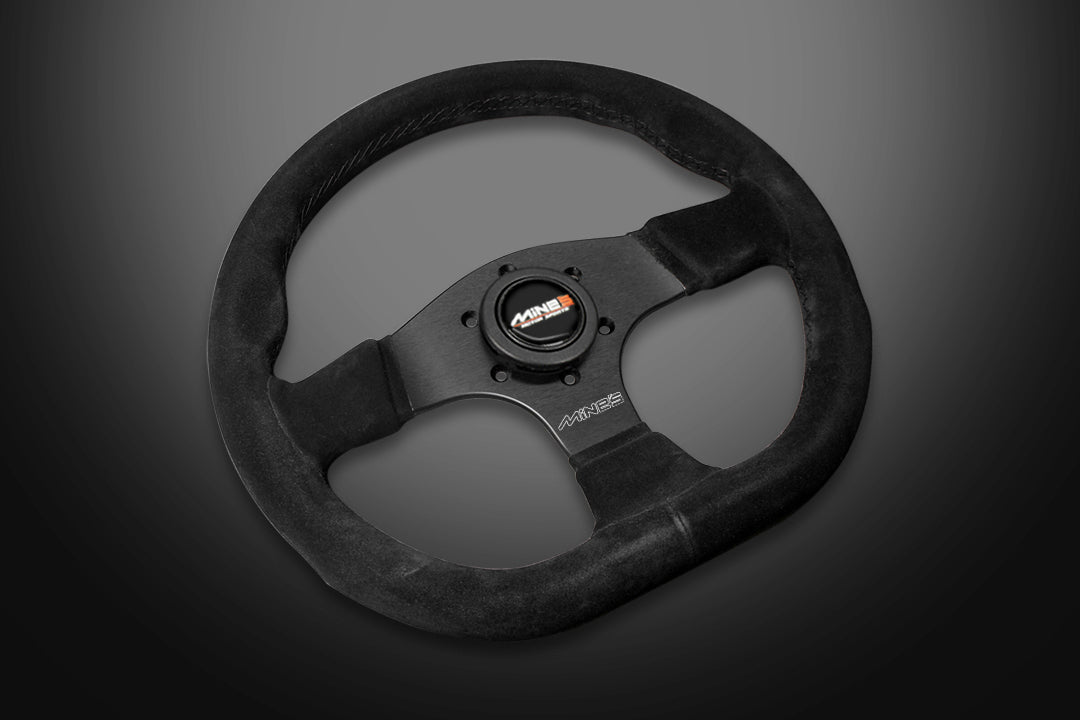 MINE'S D-S BUCKSKIN BLACK STITCHING STEERING WHEEL MINES-00003