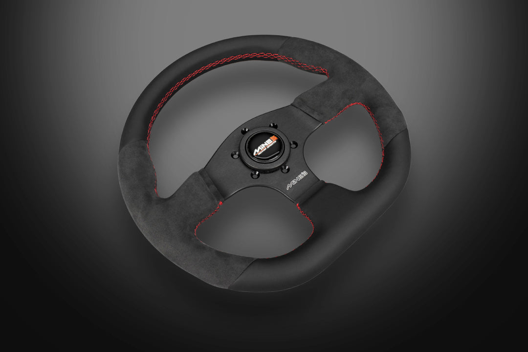 MINE'S D-S LEATHER ALCANTARA RED STITCHING STEERING WHEEL MINES-00004