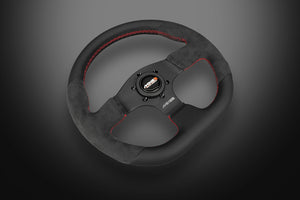 MINE'S D-S LEATHER ALCANTARA RED STITCHING STEERING WHEEL MINES-00004