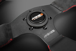 MINE'S D-S LEATHER ALCANTARA RED STITCHING STEERING WHEEL MINES-00004