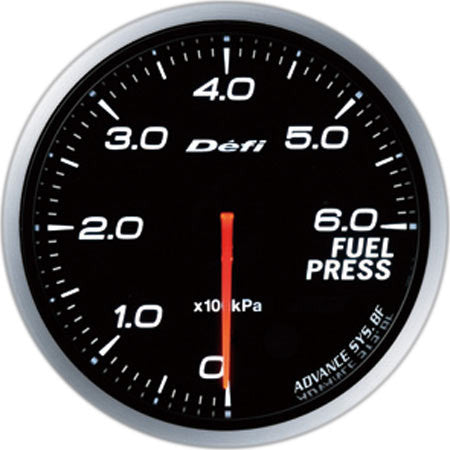Defi Gauge Meter Advance BF Fuel Pressure Meter (0kPa to 600kPa) 60mm White  DF10301