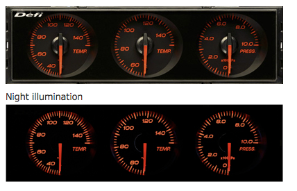 Defi DIN-Gauge Combination Meter (Red Characters/Red Illumination