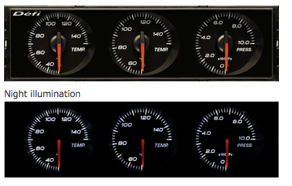 Defi DIN-Gauge Combination Meter (White Characters/White Illumination/Red Pointer)  DF14403