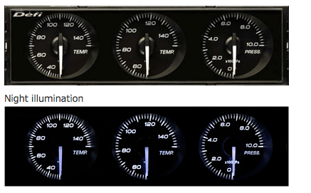 Defi DIN-Gauge Combination Meter (White Characters/White Illumination/White Pointer)  DF14401
