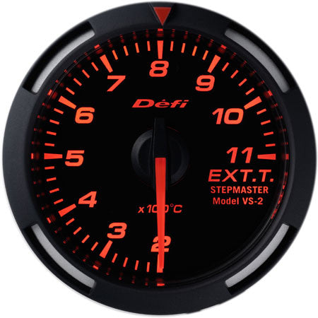Defi Racer Gauge Exhaust Temperature Meter (200 to 1100 degrees C) 52mm Red  DF06805
