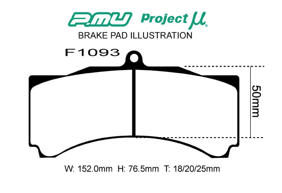 PROJECT MU BRAKE PADS HC-CS FOR APCP3894D51 FOR  F1093-HC-CS
