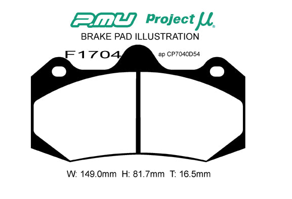 PROJECT MU BRAKE PADS 999 FOR APCP7040D54 FOR  F1704-999