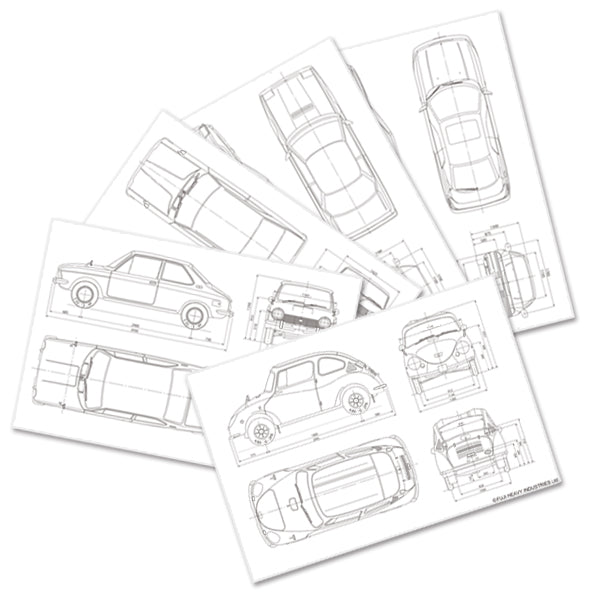 SUBARU  CAR LINE DRAWING POST CARD GREAT CAR COLLECTION VER.1  LIFESTYLE GOODS   FHSI15074000