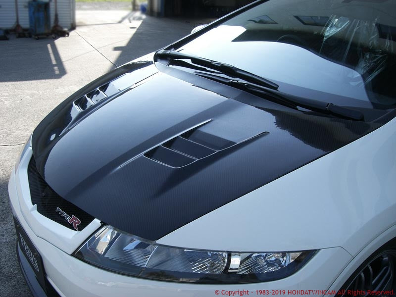FEEL'S HONDA TWINCAM LIGHTWEIGHT BONNET (WITH AIR DUCT) FRP FOR HONDA CIVIC FN2 TYPE R EURO Feels-00346