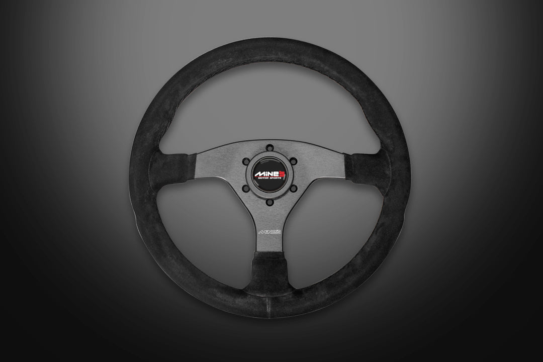 MINE'S R-S BUCKSKIN BLACK STITCHING STEERING WHEEL MINES-00001